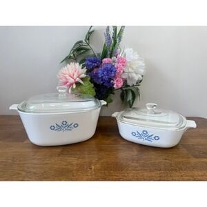 Vintage Corning Ware Blue Cornflower Casserole Set 10 Cup 1 Qt With Lids Country